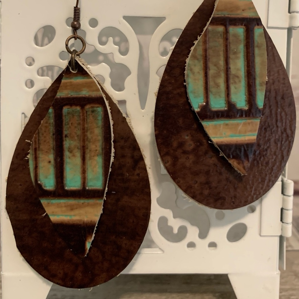 Genuine Leather Oval Earring